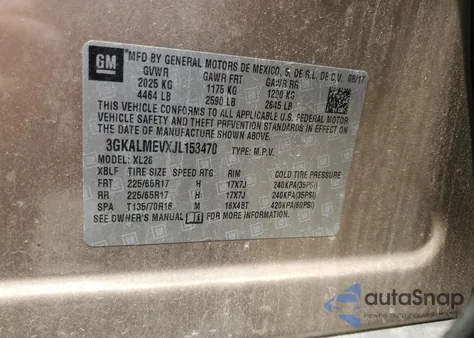 2018 GMC Terrain Sle из США, поврежденный, VIN 3GKALMEVXJL153470